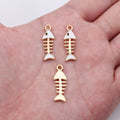 Cat and Fishbone Enamel Charms in White and Black Colorways view 5