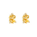 Gold and Silver Flower Cluster Open C Hoop Earrings view 5