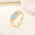 Gold Tone Marquise Enamel Evil Eye Adjustable Rings in Four Designs view 4