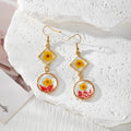 Dried Flower Resin Dangle Earrings Gold Hooks 4 Styles view 6