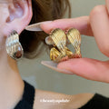 Twisted Wire Open C Hoop Clip On Earrings Statement Pair view 2