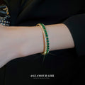 Gold Tone Green Crystal Open Cuff Bracelet In Two Listed Styles view 4
