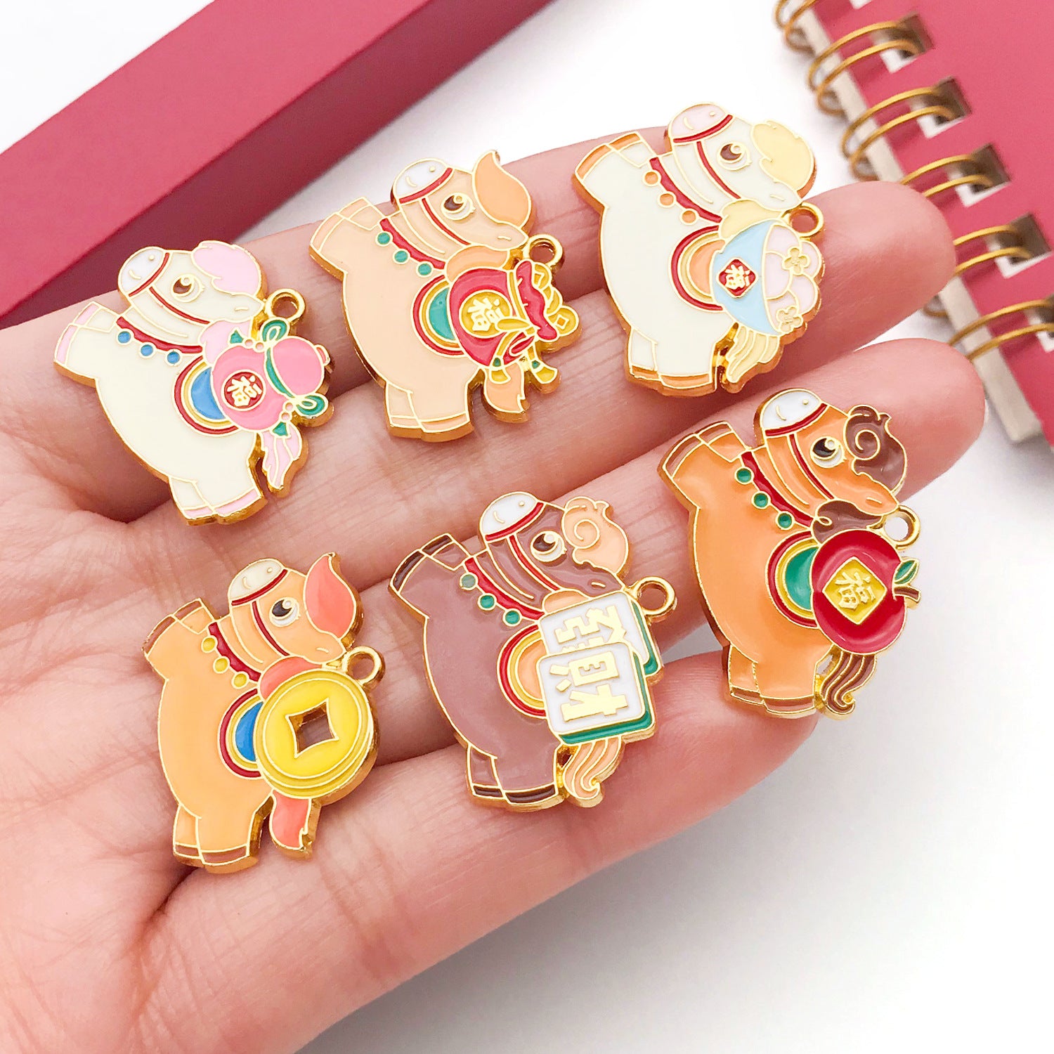 Enamel Zinc Alloy Enamel Charm Pendants