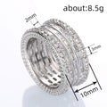 White Gold Tone Wide Multi Row Baguette Crystal Band Ring view 4