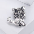 Crystal Kitten Metal Brooch with Wide-eyed Cat with Crystal-covered Body and Curled Tail view 4