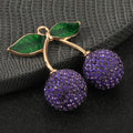 Rhinestone Cherry Charm Pendant Enamel Leaves Five Colors Two Sizes view 11
