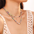 Multicolor Natural Stone Heishi Bead Imitation Pearl Necklace view 3