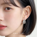 Silver Wave Liquid Finish Thick Hoop Earrings Pair view 2