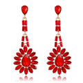 Red Flower Geometric Crystal Six Designs Metal Dangle Earrings view 8