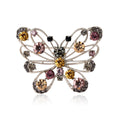 Open Wing Butterfly Brooch With Mixed Jewel Tone Crystals view 1