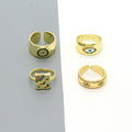 Gold Tone Crystal Eye and Celestial Adjustable Rings in Four Designs view 1