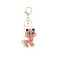 Rhinestone Cat Keychain Gold Tone Crystal Kitten Charm view 5