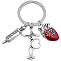 Syringe Stethoscope Heartbeat and Red Heart Keychains view 5
