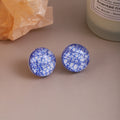 Gray Pink and Blue Crackle Pattern Round Stud Earrings view 8