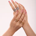 Spiral Swirl Zircon Open Side Adjustable Ring Gold Or Steel view 2