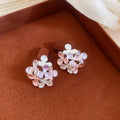 Pink and Lilac Floral Cluster Stud Earrings in Two Designs view 6