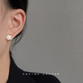 White Enamel Smiling Cloud Stud Earrings Pink Cheeks view 2
