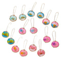 Round Gold Frame Pressed Flower Drop Earrings 8 Styles view 5