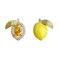 Asymmetric Yellow And Amber Faceted Lemon Stud Earrings For Women view 5