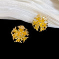 Sculpted Floral Cluster Clip On Earrings In Two Tones view 7