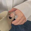 Silver Open Adjustable Smile Ring Dual Ball Accents view 2