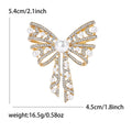 Openwork Bow Pearl Rhinestone Silver Gold Brooch Pin view 4