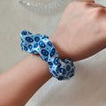 Blue Evil Eye Printed Satin Scrunchie Hair Accessory view 3