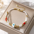 Multistrand Seed Bead Evil Eye Bracelets in Eight Colors view 2