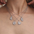 Puffy Zircon Letter Pendant Necklace Gold And Steel Tone view 3