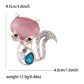 Cat Eye Fox Brooch Rhinestone Tail Pearl Teardrop Two Colors view 6