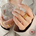 Double Curb Chain Open Band Rings Gold Or Steel Tone view 3