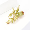 Green Leaf Thistle Flower Brooch in Green Pink for Jackets and Scarves view 2