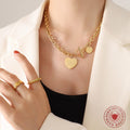 Chunky Curb Toggle Necklace Heart Love You More Disc Charm view 3