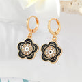Gold Enamel Flower Evil Eye Huggie Hoop Earrings Five Colors view 6
