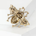 Antique Gold Bee Brooch Pearl Wings Enamel Abdomen Rhinestones view 3