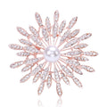 Radiating Crystal Petal Flower Brooch with Pearl Center view 1