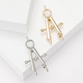 Drawing Compass Brooch in Polished Gold or Silver Tone view 1