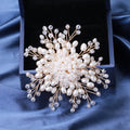 White Pearl Cluster Brooch With Radiating Beaded Sprays view 2