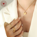 Chinese Lock Pendant Necklace Flat Link Chain Gold Steel Rose Gold view 4