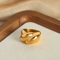 Twisted Plump Geometric Band Ring Gold Steel Sizes view 2