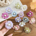 Fabric Daisy Pearl Stud Earrings in Seven Colors With Decorative Details view 2