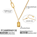 Gold Bar Pendant Necklace With Oval Link LOVE GOLD Lettering view 7