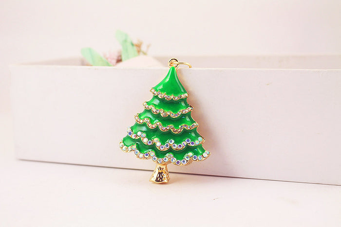 Rhinestone Christmas Tree Keychain Zinc Alloy Car Key Ring Bag Charm