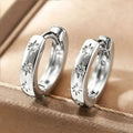 Star CZ Huggie Hoop Earrings Gold or White Gold Metal view 3