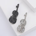 Crystal Violin Brooch with Bow Detail in White or Black view 3