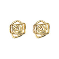 Gold Openwork Rose Flower Stud Earrings Carved Petal Texture Pair view 5