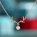 Deer Antler CZ Drop Pendant Necklace Silver Gold Rose Gold view 6