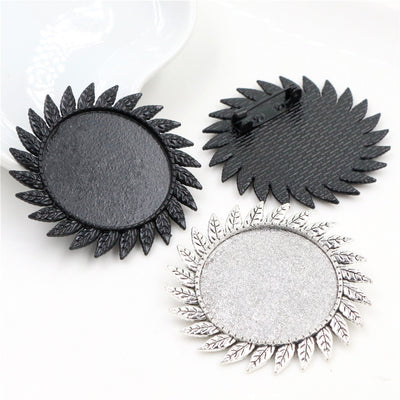Front view of leaf wreath brooch bezel blank finish options