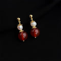Gold Mosquito Coil Clip Earrings Assorted Wine Red Charms view 10