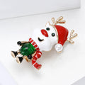 Cheerful Cartoon Reindeer Enamel Brooch With Santa Hat view 3